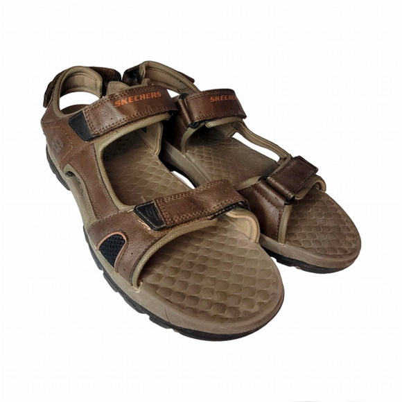 Skechers Mens Sandals Size 14 Shoes Brown Steady Grip Relaxed Fit Adjustable - Picture 1 of 16
